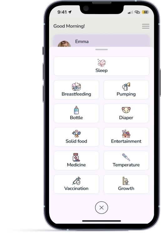 Hello Baby quick-add tracking categories